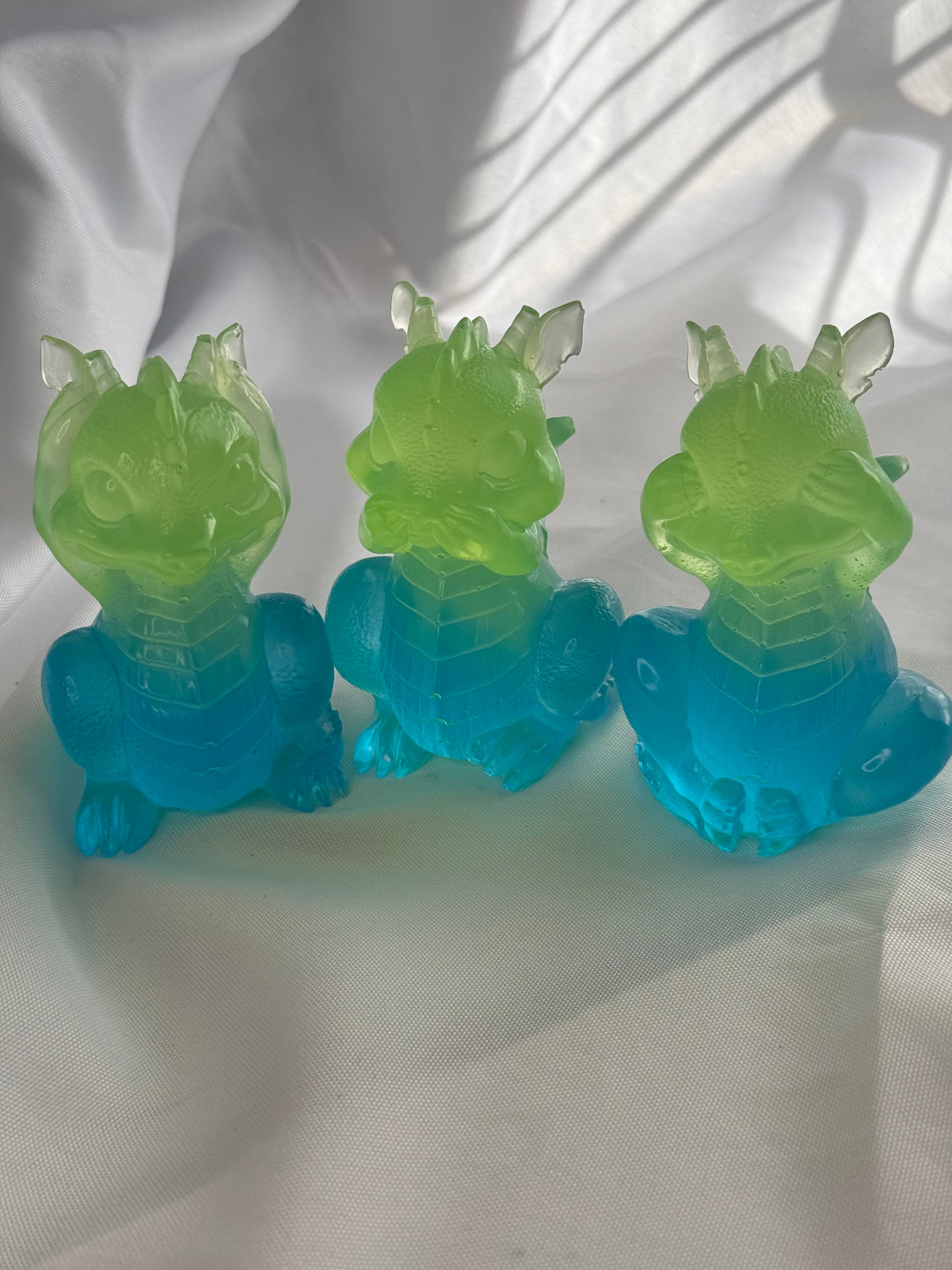 Hear No Evil, See No Evil and Speak No Evil Dragon set! (Glow in the Dark)